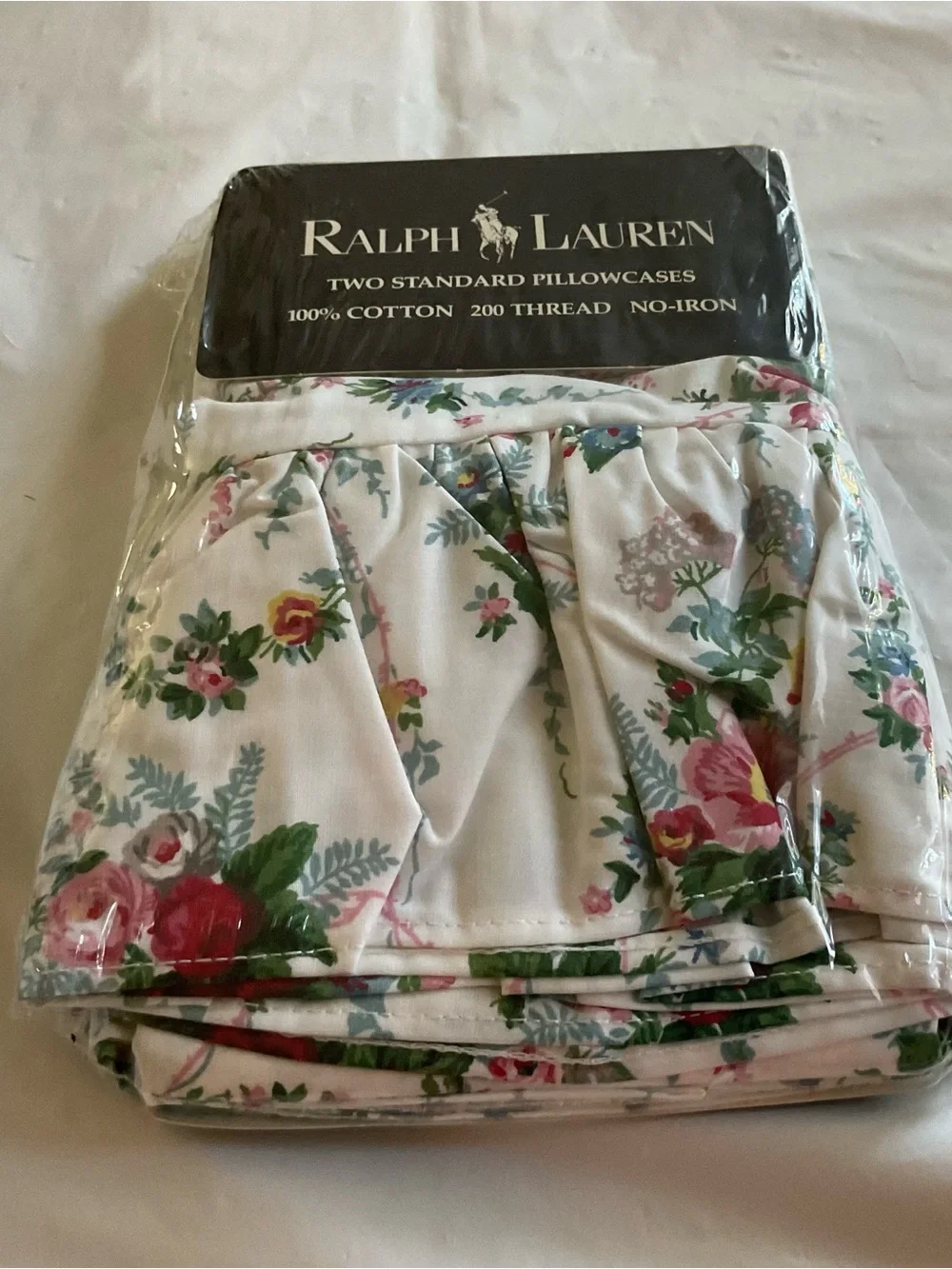 New VINTAGE Ralph Lauren BLAINE Floral Ruffled 2 Standard Pillowcases